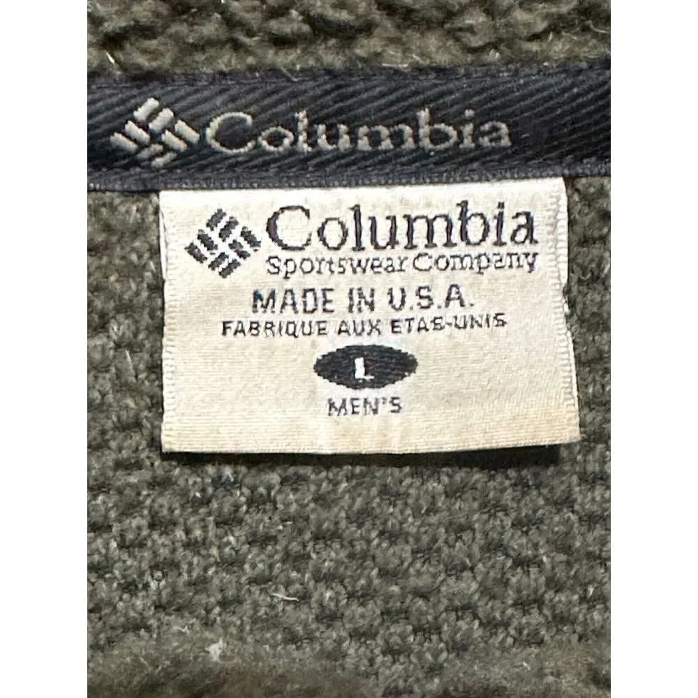 Vintage Columbia Fleece Vest‎ Mens Heathered Forest Green 90s USA Large EUC